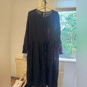 H&M Black Long-Sleeve Midi Dress